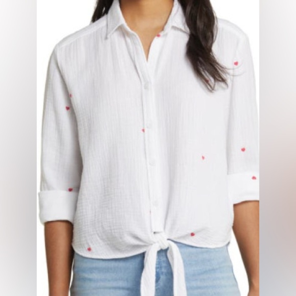 Beachlunchlounge White with Hearts Tie Top